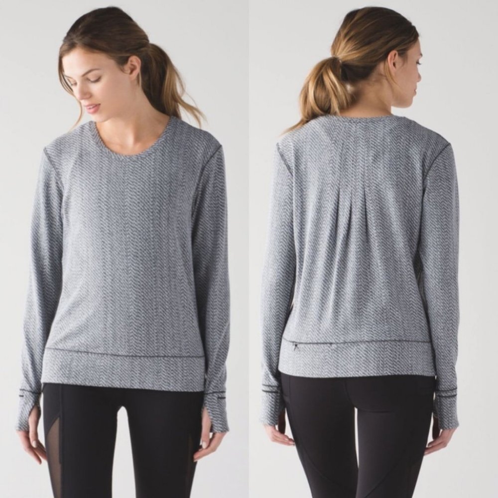 Lululemon Rush Hour Long Sleeve Running‎ Pullover Top Size 2 Grey Running Shirt